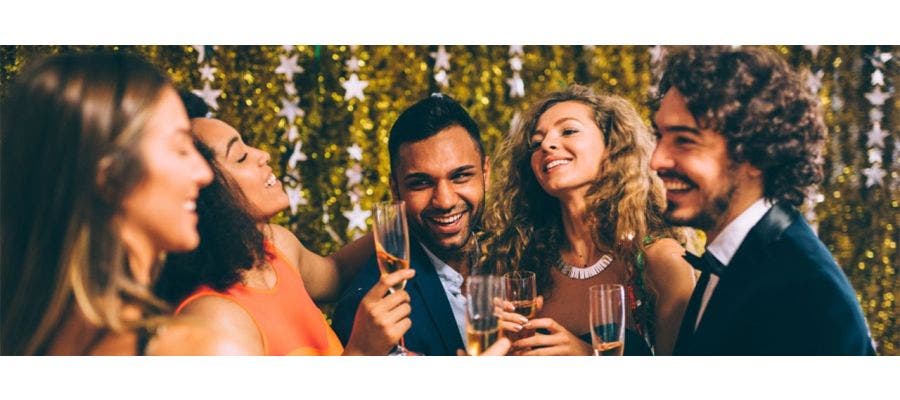 Group of friends celebrating New Year's Eve together