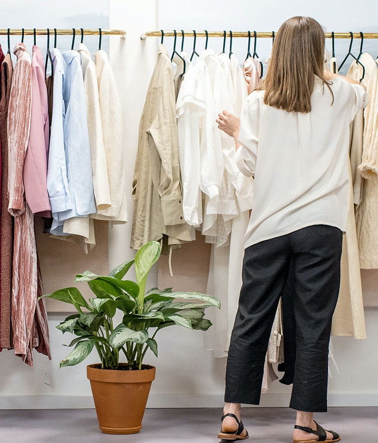 Woman shopping in a clothing store