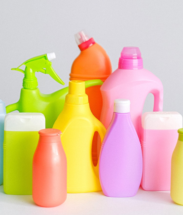 Colorful assortment of plastic containers